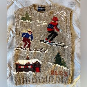 RALPH LAUREN 🎿 vintage ‘83 hand-knit wool sweater 🎿 skiers and trees 🎿 size M